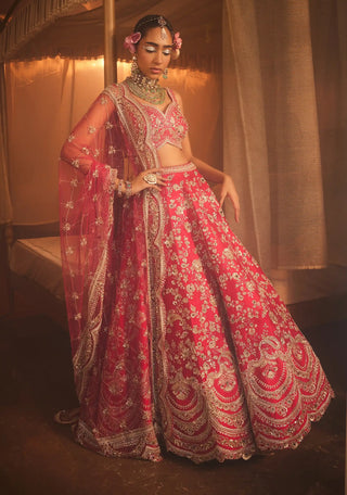 Magnum red embroidered lehenga set