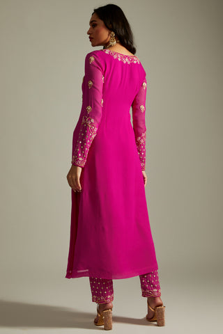 Magenta pink kurta pants set