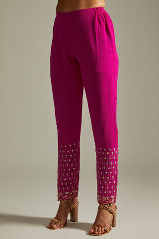 Magenta pink kurta pants set