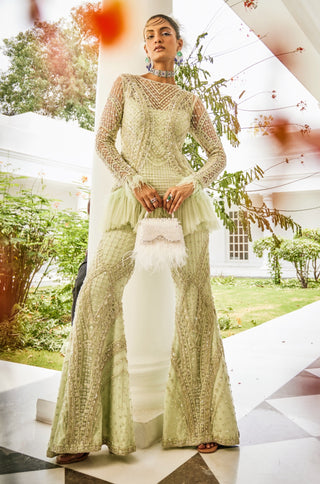 Célestine pastel lime green sharara set