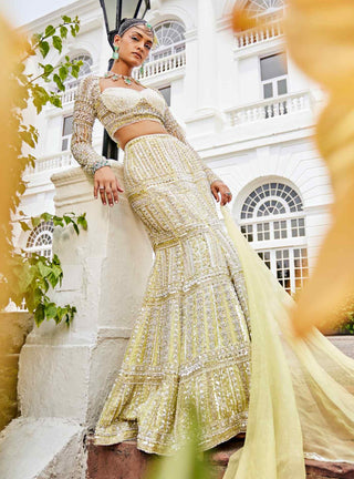 Florentine yellow mermaid lehenga set