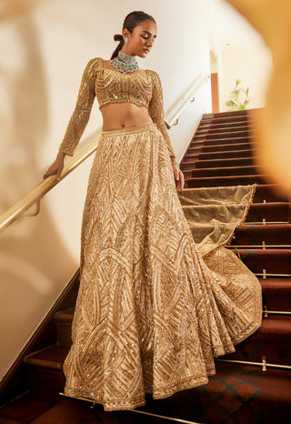 Sara glamour gold lehenga set