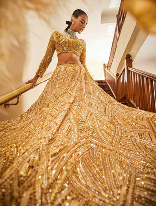 Sara glamour gold lehenga set