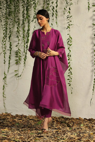 Pink chanderi flowy kurta set