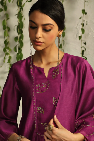 Pink chanderi flowy kurta set