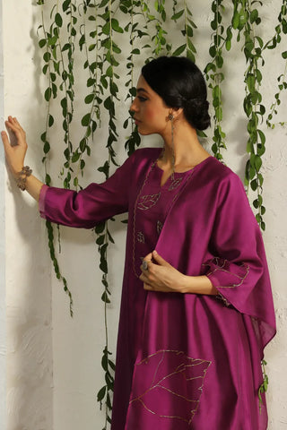 Pink chanderi flowy kurta set