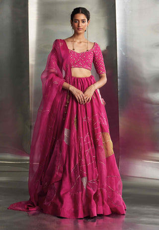 Mulberry pop pink lehenga set