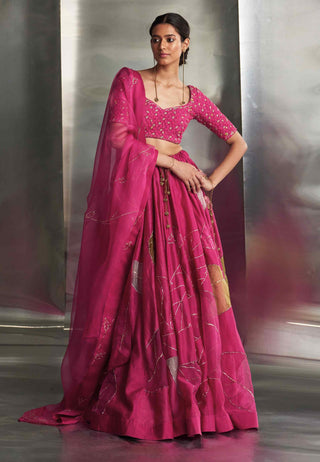 Mulberry pop pink lehenga set