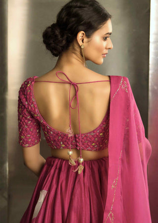 Mulberry pop pink lehenga set