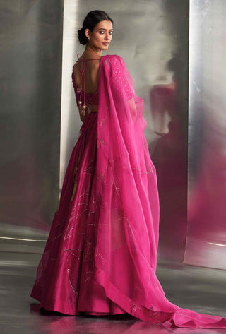 Mulberry pop pink lehenga set