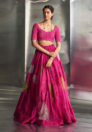 Mulberry pop pink lehenga set