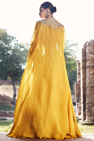 Turmeric couture winged cape and skirt set