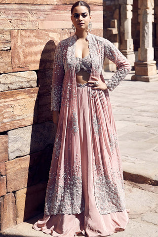 Rose empress couture jacket and lehenga set