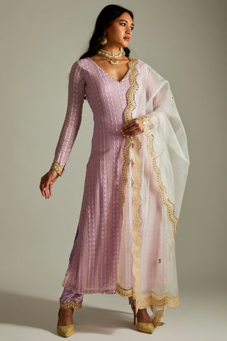 Lilac kurta pants set