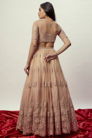 Ombre rose gold floral lehenga set