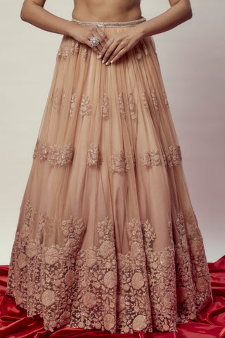 Ombre rose gold floral lehenga set