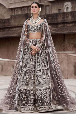 British charcoal wild masai lehenga set