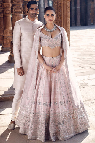 Blush pink tulip sheesha gota lehenga set