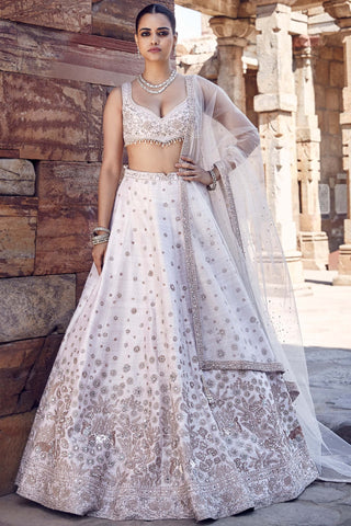 Ivory ekru royal nandi lehenga set