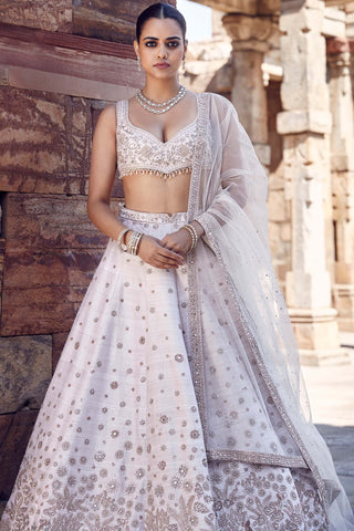 Ivory ekru royal nandi lehenga set