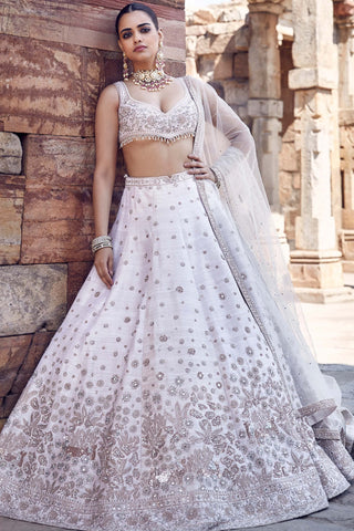 Ivory ekru royal nandi lehenga set