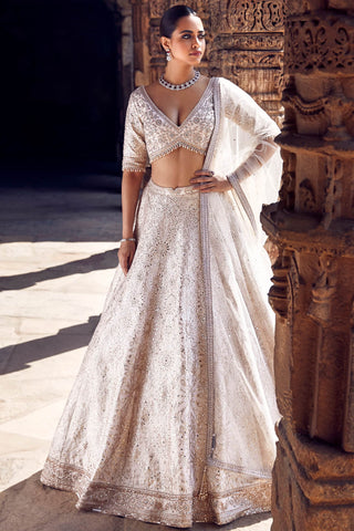 Beige turkish gota ekru lehenga set