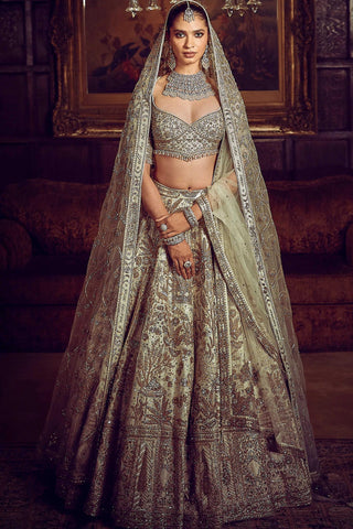 Green morbagh jade lost in time lehenga