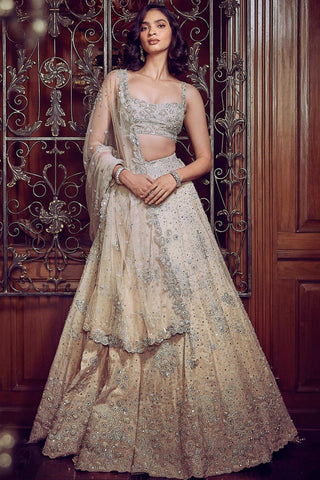 Beige starlight mogra lost in time lehenga