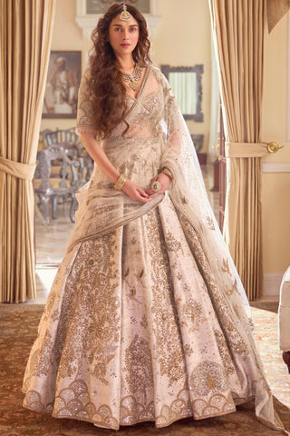 Ivory aurum ekru tree of life lost in time lehenga