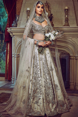 Ivory aurum ekru tree of life lost in time lehenga