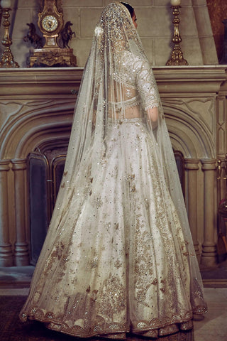 Ivory aurum ekru tree of life lost in time lehenga