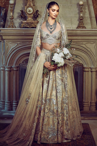 Beige wild ocean ekru lost in time lehenga