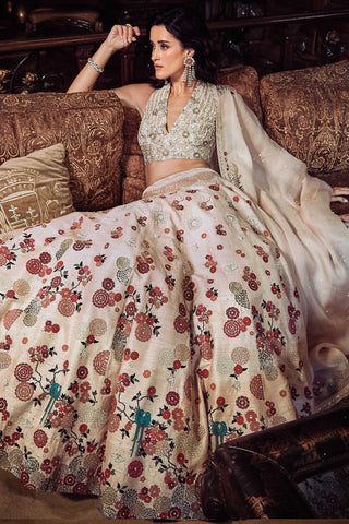 Pink satire japanese pink lost in time lehenga