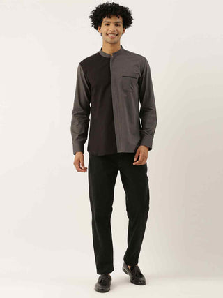 Black grey cotton shirt