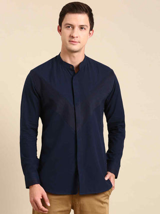 Navy blue malai cotton shirt