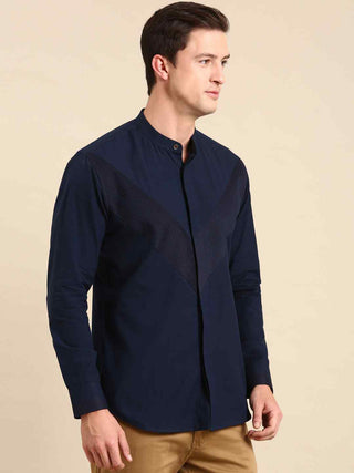 Navy blue malai cotton shirt