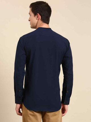 Navy blue malai cotton shirt