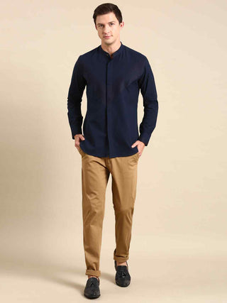 Navy blue malai cotton shirt