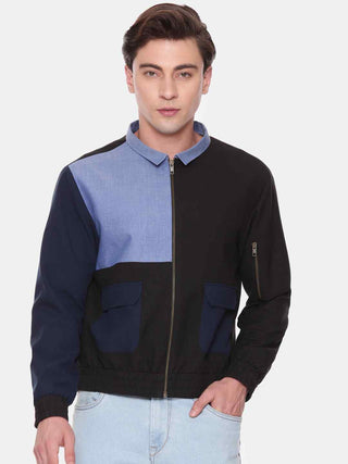 Tri-color cotton bomber jacket