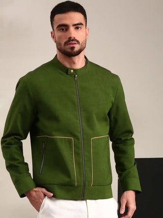 Green cotton bomber jacket