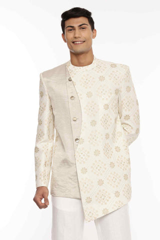 Gold ivory chanderi embroidered jacket