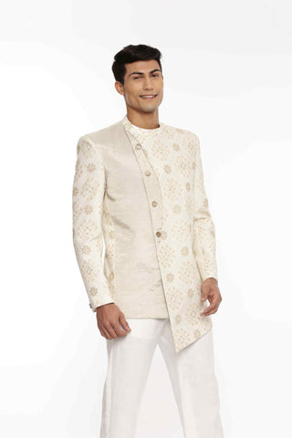 Gold ivory chanderi embroidered jacket