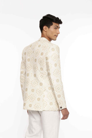 Gold ivory chanderi embroidered jacket