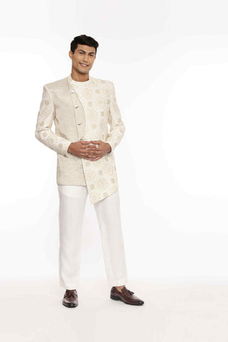 Gold ivory chanderi embroidered jacket