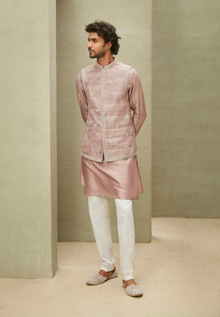 Rose pink jodhpuri jacket and kurta set