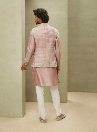 Rose pink jodhpuri jacket and kurta set