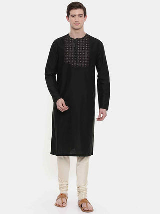 Black embroidered kurta and churidaar