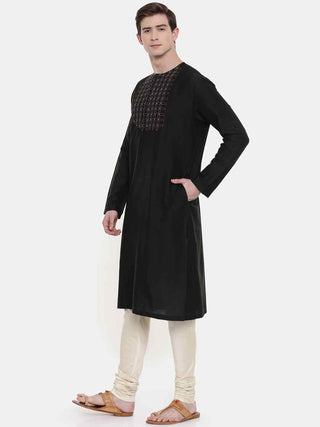 Black embroidered kurta and churidaar