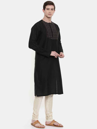 Black embroidered kurta and churidaar