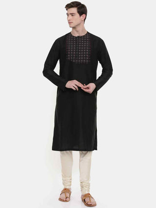 Black embroidered kurta and churidaar